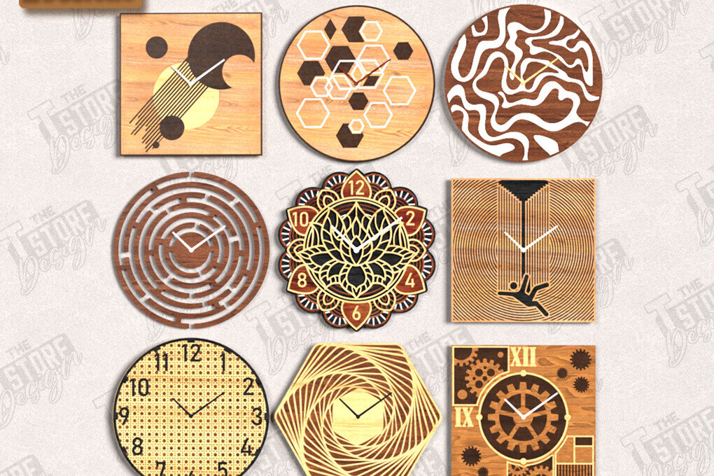 Intra απο ξύλο plywood 3mm-4mm πάχος – Ρολόι τοίχου Δέσμη κοπής με λέιζερ | Διακόσμηση σπιτιού Δίασταση  40x30 cm INTRAFABR-123419750