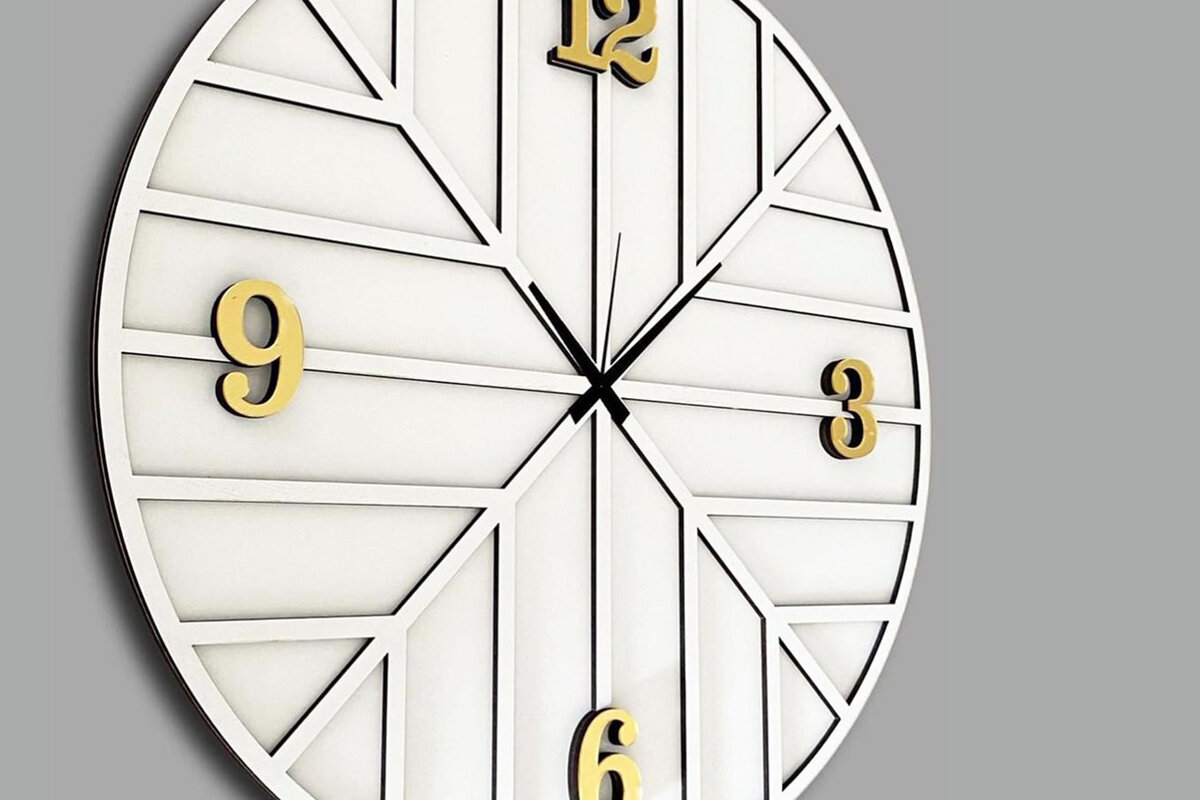 Σετ των 2 Intra απο ξύλο plywood 3mm-4mm πάχος – Ρολόι τοίχου Δίασταση  40x30 cm INTRAFABR-61191958