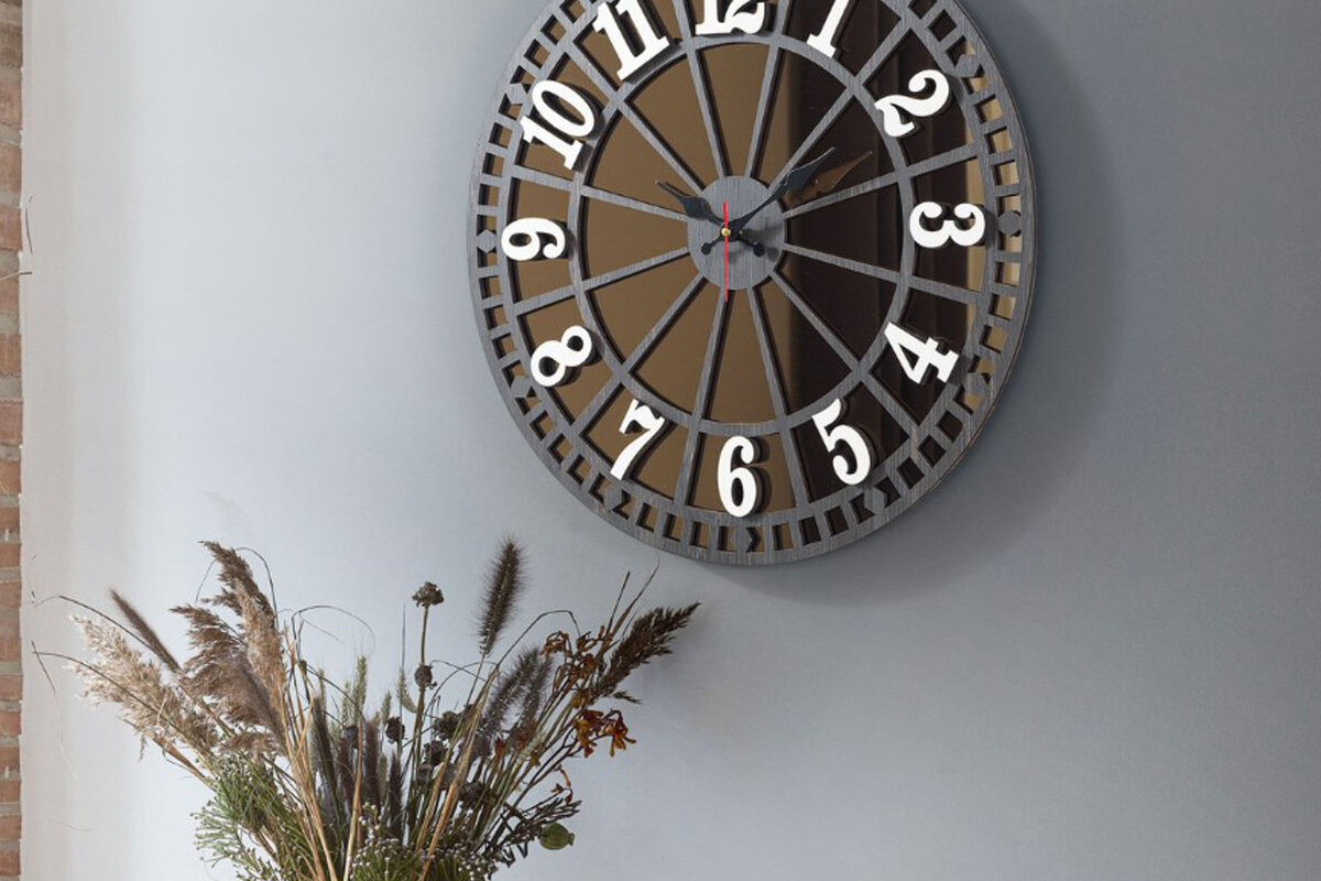 Intra απο ξύλο plywood 3mm-4mm πάχος – Ρολόι τοίχου, Αρχείο κοπής με λέιζερ Δίασταση  40x30 cm INTRAFABR-61858382