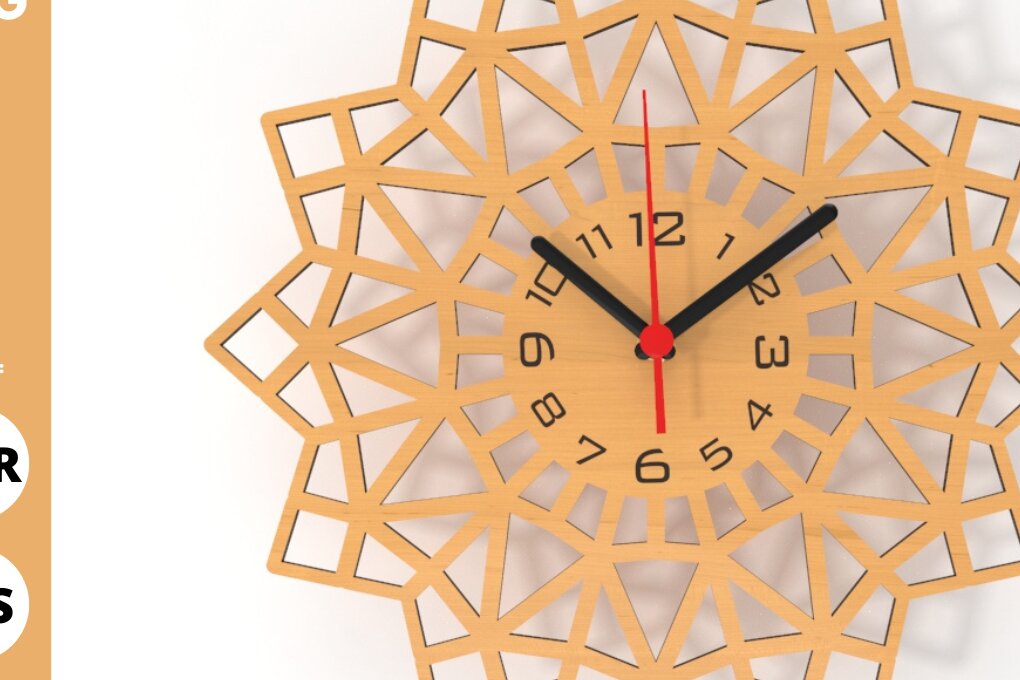 Intra απο ξύλο plywood 3mm-4mm πάχος – Ρολόι τοίχου Αρχεία κοπής με λέιζερ Glowforge Δίασταση  40x30 cm INTRAFABR-79949269