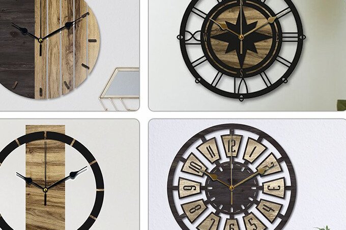 Σετ των 2 Intra απο ξύλο plywood 3mm-4mm πάχος – Ρολόι τοίχου, ρολόγια τοίχου μοντέλα DXF Δίασταση  40x30 cm INTRAFABR-35922261