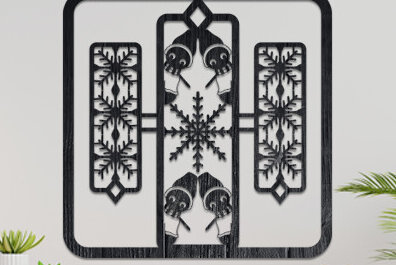 Σετ των 2 Intra απο ξύλο plywood 3mm-4mm πάχος – Διακόσμηση τοίχου Χριστουγεννιάτικο πάνελ Δίασταση  40x30 cm INTRAFABR-82001116