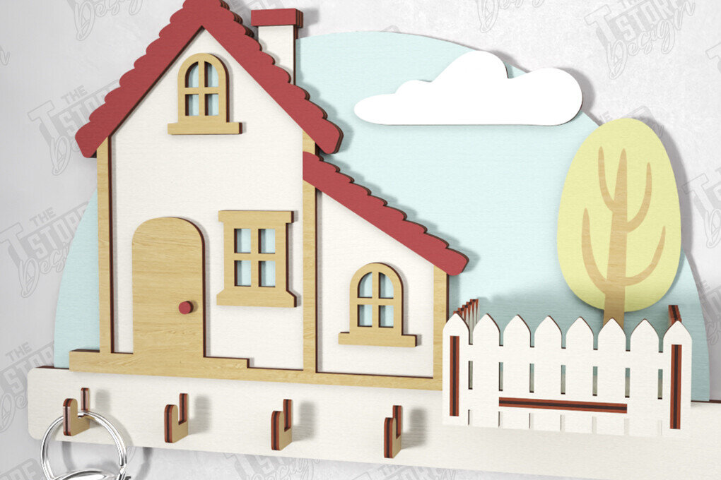 Intra απο ξύλο plywood 3mm-4mm πάχος – Βάση κλειδιού τοίχου με λέιζερ | CNC Δίασταση  40x30 cm INTRAFABR-120568662