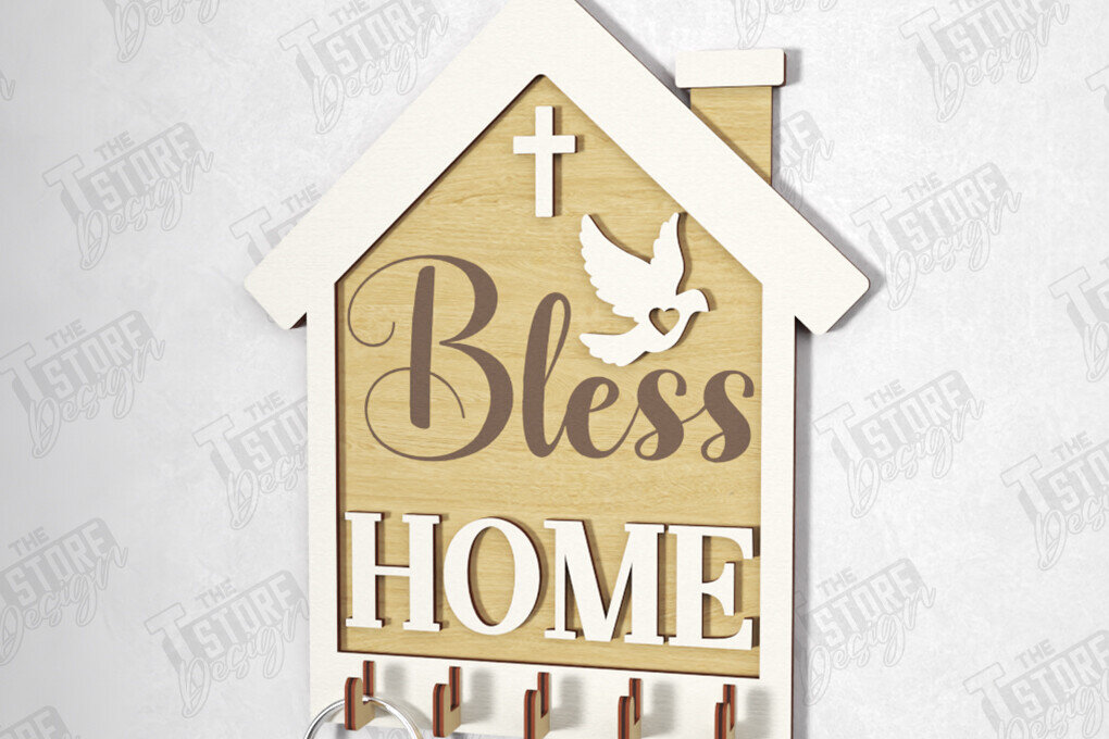 Intra απο ξύλο plywood 3mm-4mm πάχος – Κλειδιά τοίχου Κοπή Laser | Σχήμα σπιτιού Δίασταση  40x30 cm INTRAFABR-120962901