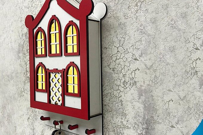 Σετ των 3 Intra απο ξύλο plywood 3mm-4mm πάχος – Μπρελόκ τοίχου Φώτα Led Δίασταση  5x5 cm INTRAFABR-35441198