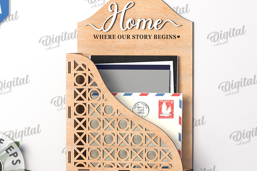 Σετ των 2 Intra απο ξύλο plywood 3mm-4mm πάχος – Γραμματοκιβώτιο τοίχου με κρεμάστρες Δίασταση  40x30 cm INTRAFABR-117409224