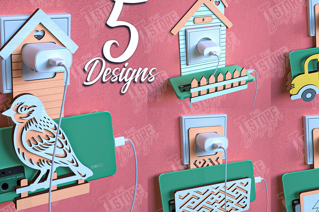 Intra απο ξύλο plywood 3mm-4mm πάχος – Πακέτο θήκης φορτιστή κινητού τοίχου | CNC Δίασταση  40x30 cm INTRAFABR-102064883