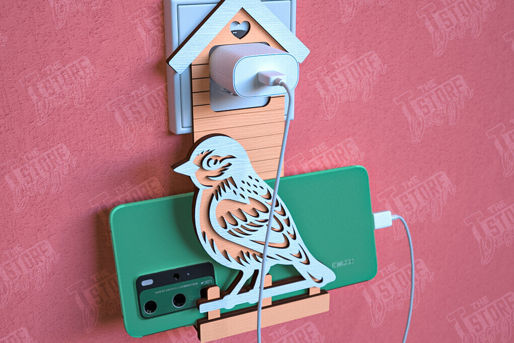 Intra απο ξύλο plywood 3mm-4mm πάχος – Βάση Φορτιστής Κινητού τοίχου | Αρχείο CNC Δίασταση  40x30 cm INTRAFABR-102064727