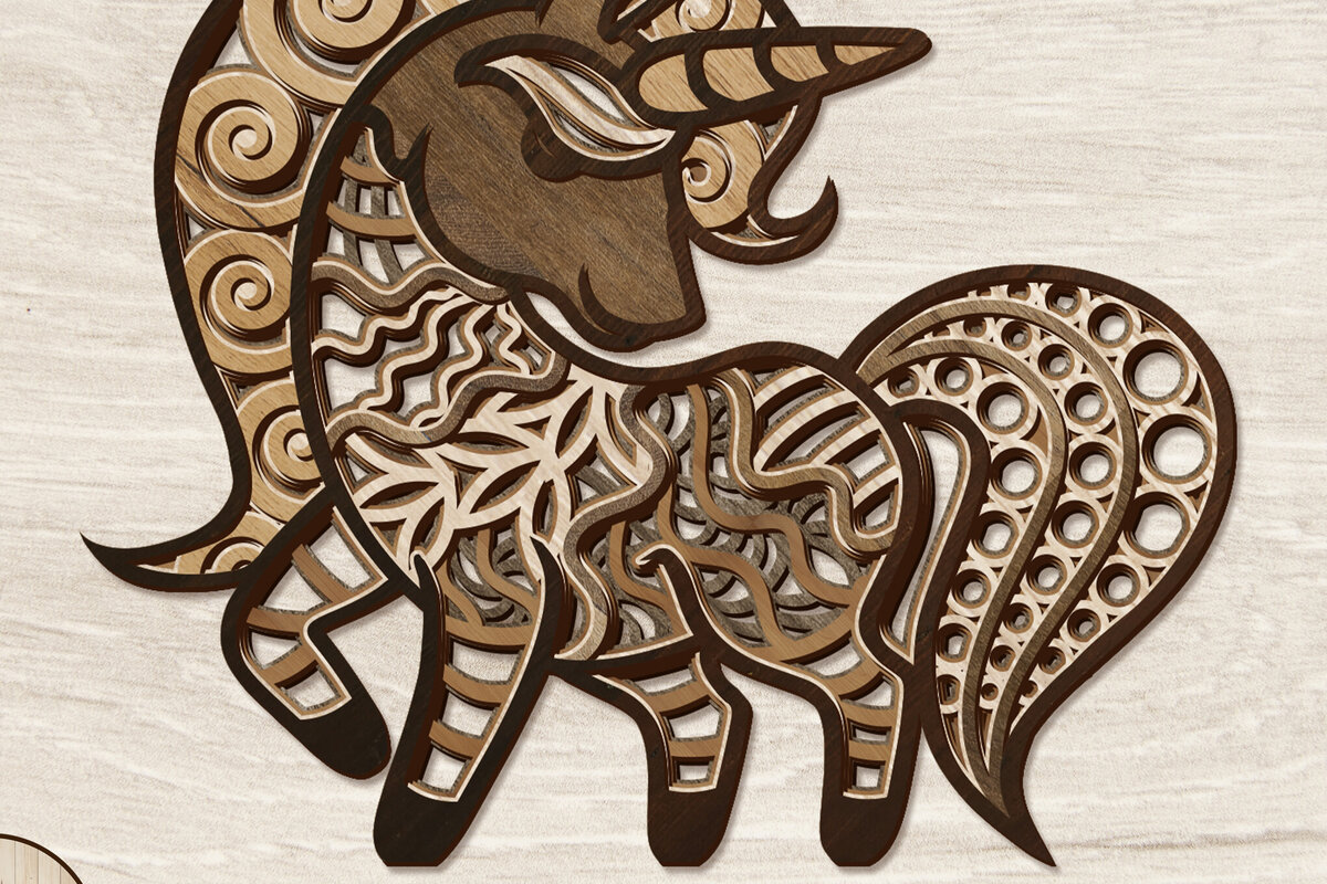 Intra απο ξύλο plywood 3mm-4mm πάχος – Πάνελ τοίχου Διακοσμητικός Μονόκερος Δίασταση  40x30 cm INTRAFABR-103002622