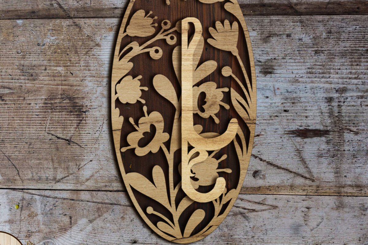 Σετ των 2 Intra απο ξύλο plywood 3mm-4mm πάχος – Πρότυπο διακόσμησης γάντζο ντουλάπας Δίασταση  20x20 cm INTRAFABR-102065372