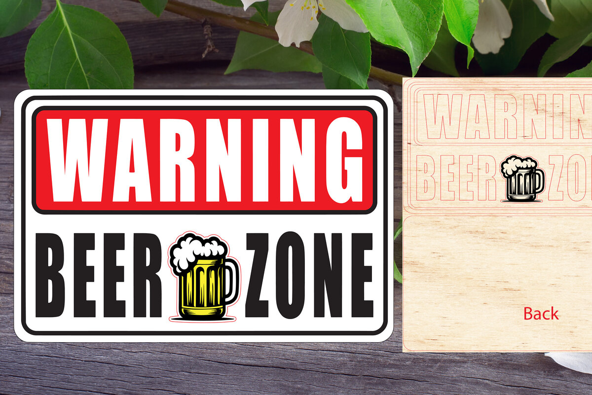 Σετ των 2 Intra απο ξύλο plywood 3mm-4mm πάχος – Προειδοποιητική πινακίδα ζώνης μπύρας Δίασταση  20x20 cm INTRAFABR-114148699