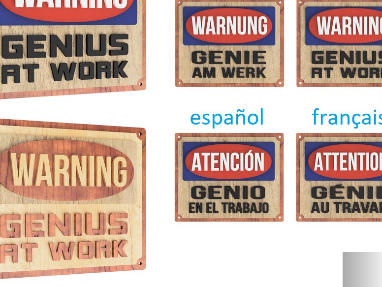 Σετ των 2 Intra απο ξύλο plywood 3mm-4mm πάχος – Προειδοποιητικό σήμα (Αγγλικά, Γαλλικά, Γερμανικά και Ισπανικά) Δίασταση  20x20 cm INTRAFABR-97309762