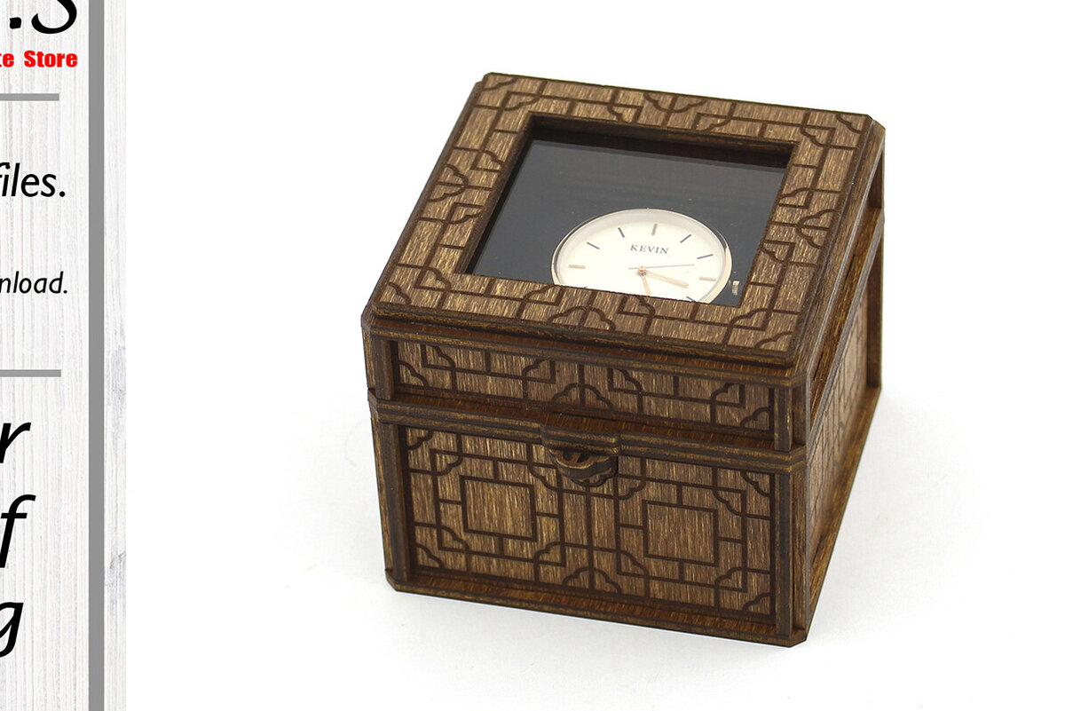 Σετ των 2 Intra απο ξύλο plywood 3mm-4mm πάχος – Κουτί ρολογιού. Αρχείο κοπής με λέιζερ. Δίασταση  20x20 cm INTRAFABR-88823593