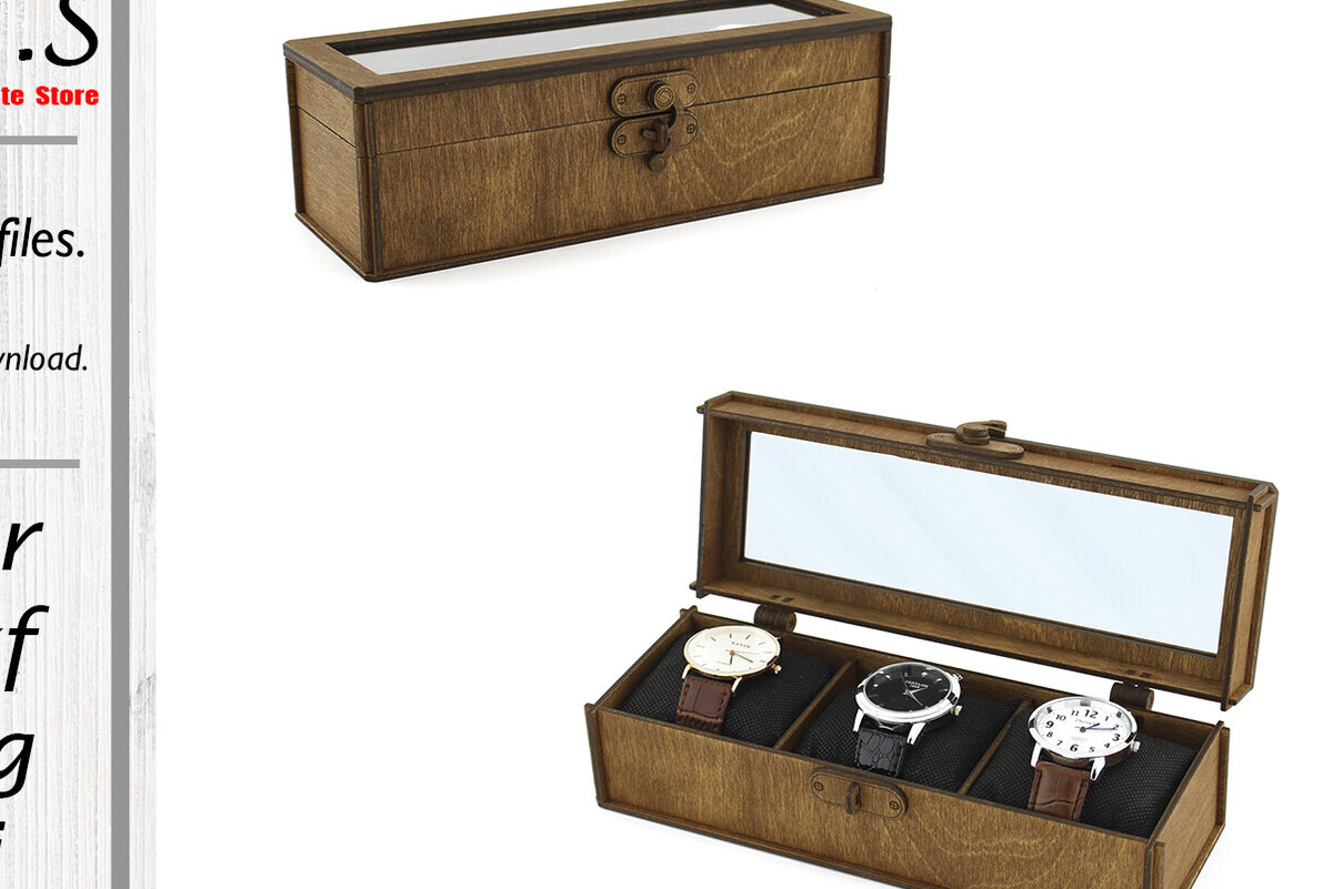 Σετ των 2 Intra απο ξύλο plywood 3mm-4mm πάχος – Κουτί ρολογιών. Αρχείο κοπής με λέιζερ. Δίασταση  20x20 cm INTRAFABR-108982447