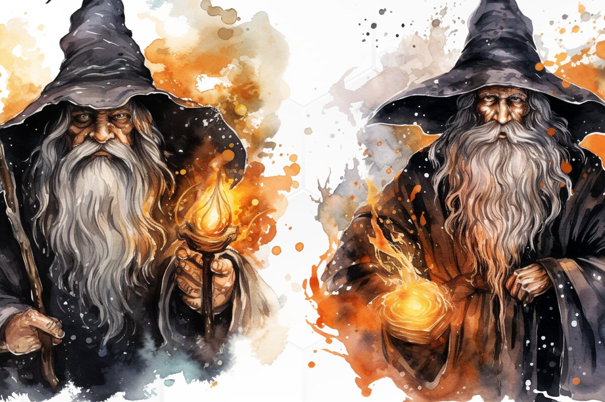 Σετ των 2 Intra απο ξύλο plywood 3mm-4mm πάχος – Ακουαρέλα Halloween Wizards Clipart PNG Δίασταση  20x20 cm INTRAFABR-92455423