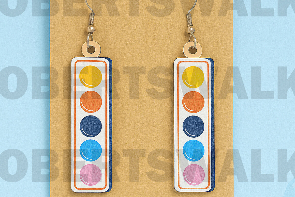 Σετ των 3 Intra απο ξύλο plywood 3mm-4mm πάχος – Σκουλαρίκια παλέτας ακουαρέλας Δίασταση  5x5 cm INTRAFABR-124968304