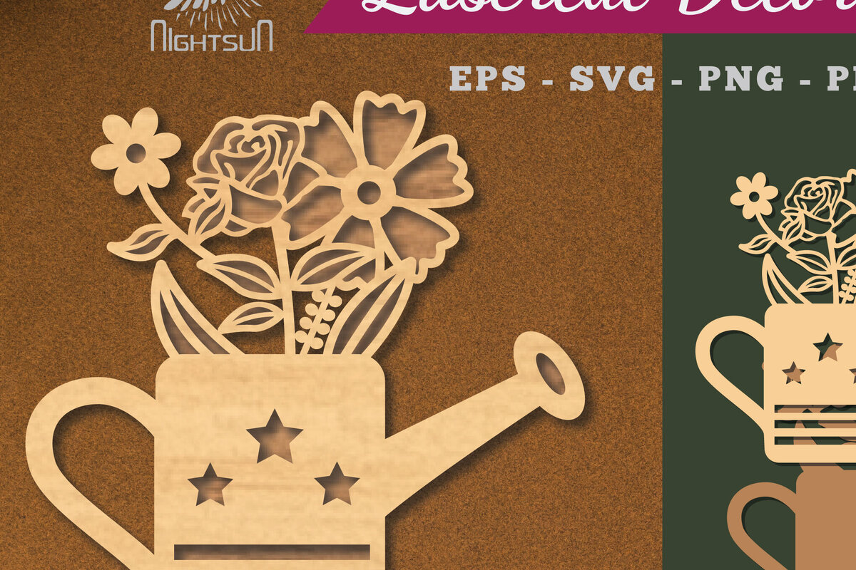 Σετ των 2 Intra απο ξύλο plywood 3mm-4mm πάχος – Ποτιστήρι Λουλούδια Κόψιμο με λέιζερ Δίασταση  20x20 cm INTRAFABR-112910064