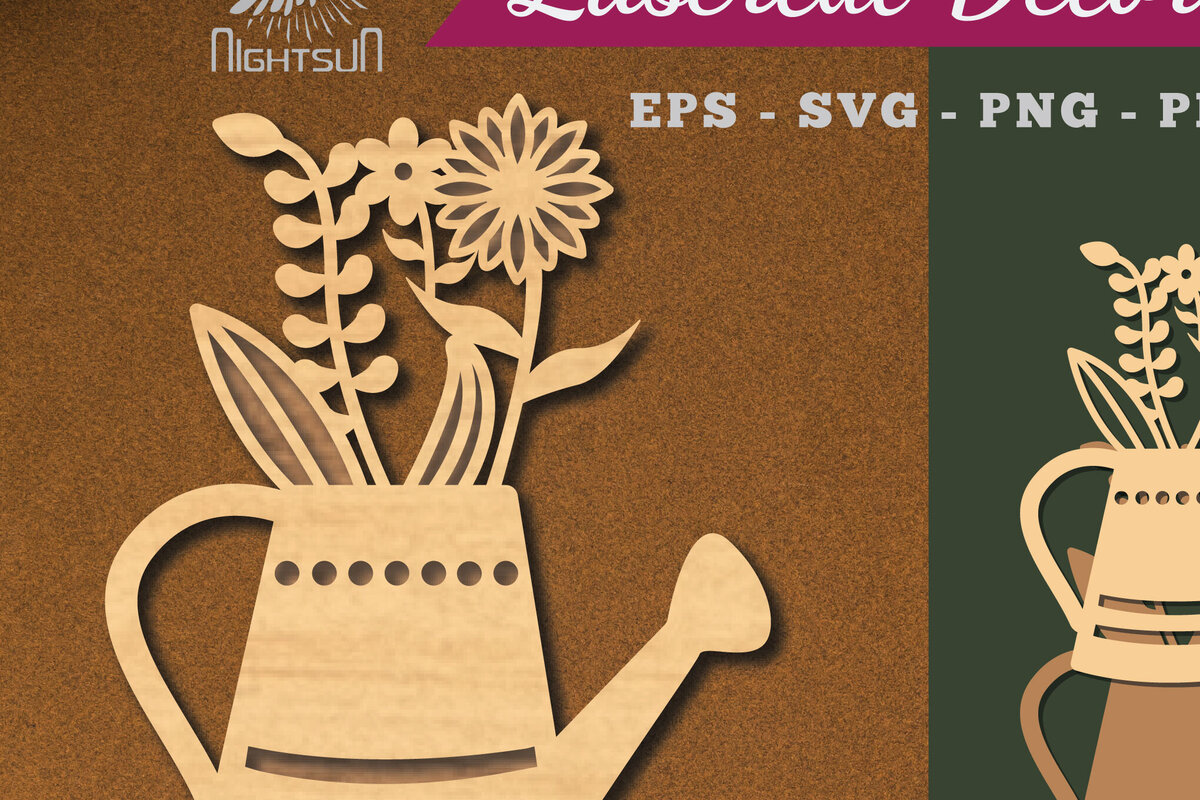 Σετ των 2 Intra απο ξύλο plywood 3mm-4mm πάχος – Ποτιστήρι Λουλούδια Κόψιμο με λέιζερ Δίασταση  20x20 cm INTRAFABR-112910017