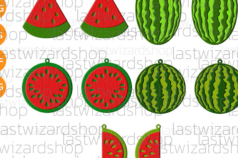 Σετ των 3 Intra απο ξύλο plywood 3mm-4mm πάχος – Σκουλαρίκια καρπούζι Πακέτο, Φρούτα Δίασταση  5x5 cm INTRAFABR-25097407