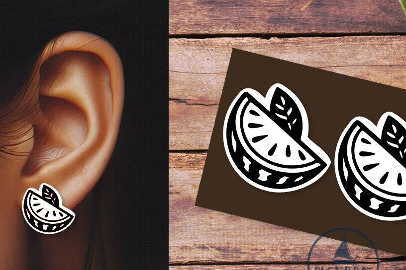 Σετ των 3 Intra απο ξύλο plywood 3mm-4mm πάχος – Σκουλαρίκια καρπούζι Summer Δίασταση  5x5 cm INTRAFABR-120167831