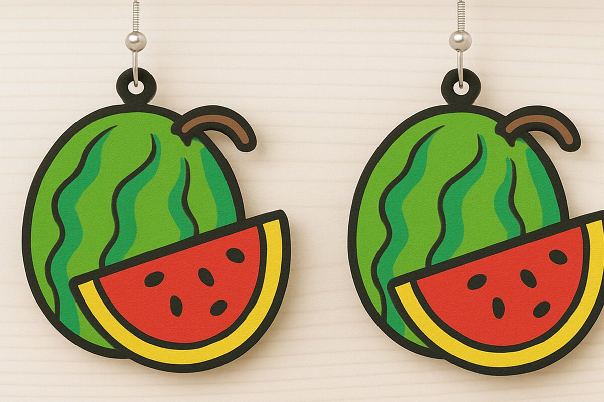 Σετ των 3 Intra απο ξύλο plywood 3mm-4mm πάχος – Σκουλαρίκια καρπούζι Καλοκαίρι Δίασταση  5x5 cm INTRAFABR-123080604