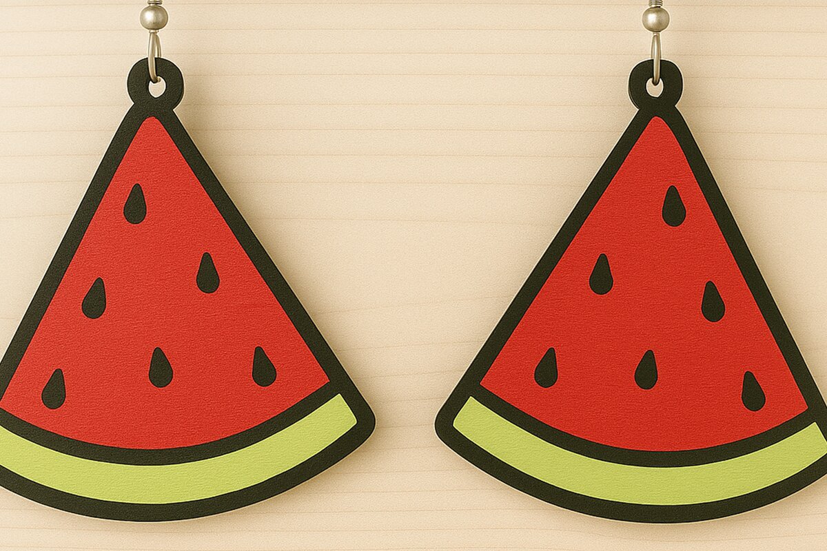 Σετ των 3 Intra απο ξύλο plywood 3mm-4mm πάχος – Σκουλαρίκια καρπούζι Δίασταση  5x5 cm INTRAFABR-123080683