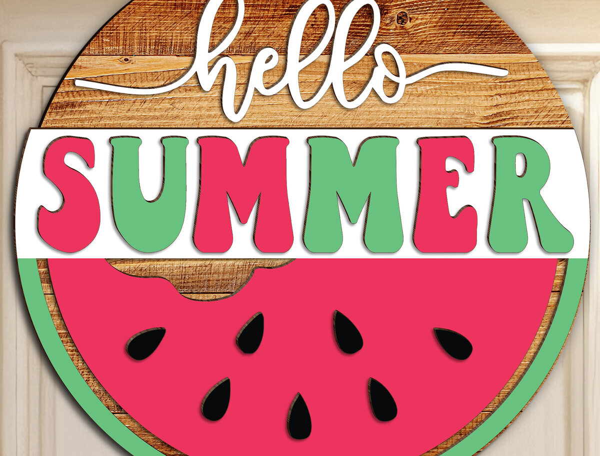 Σετ των 2 Intra απο ξύλο plywood 3mm-4mm πάχος – Καρπούζι καλοκαιρινή κρεμάστρα πόρτας Δίασταση  20x20 cm INTRAFABR-123052312