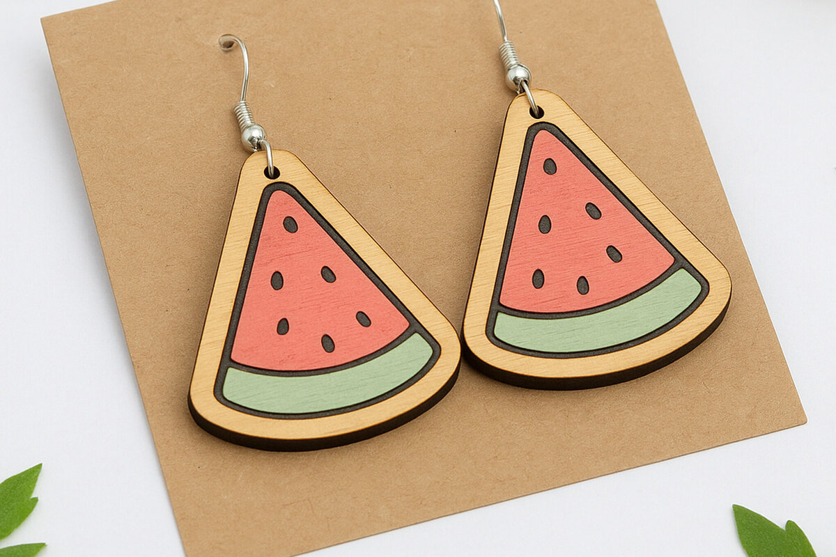 Σετ των 3 Intra απο ξύλο plywood 3mm-4mm πάχος – Σκουλαρίκια Τρίγωνο Καρπούζι Δίασταση  5x5 cm INTRAFABR-123818116