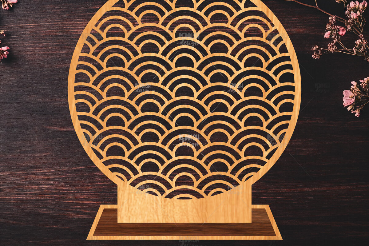 Σετ των 2 Intra απο ξύλο plywood 3mm-4mm πάχος – Στήριγμα κοσμημάτων Wave Pattern Δίασταση  20x20 cm INTRAFABR-119648398