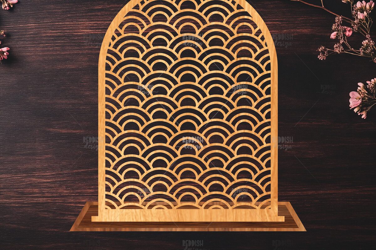 Σετ των 2 Intra απο ξύλο plywood 3mm-4mm πάχος – Στήριγμα κοσμημάτων Wave Pattern Δίασταση  20x20 cm INTRAFABR-119648306