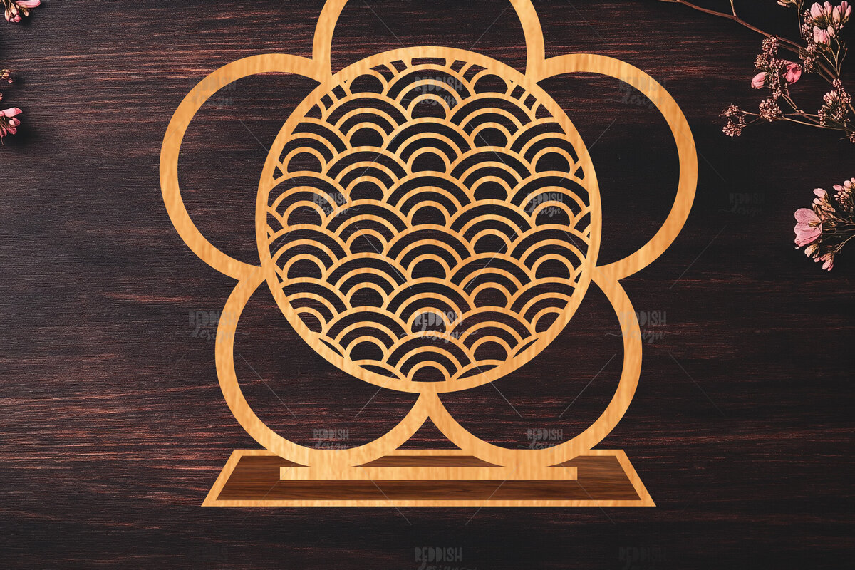 Σετ των 2 Intra απο ξύλο plywood 3mm-4mm πάχος – Στήριγμα κοσμημάτων Wave Pattern Δίασταση  20x20 cm INTRAFABR-119648357