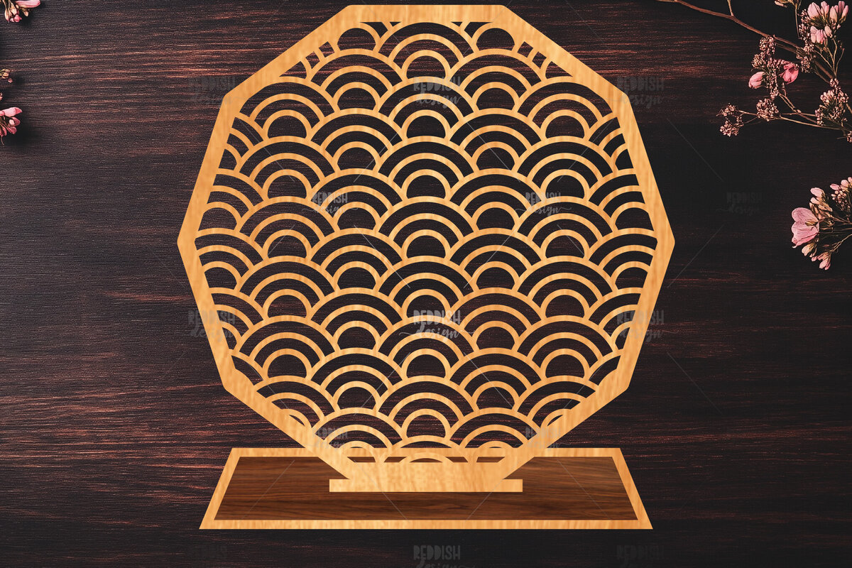 Σετ των 2 Intra απο ξύλο plywood 3mm-4mm πάχος – Στήριγμα κοσμημάτων Wave Pattern Δίασταση  20x20 cm INTRAFABR-119648368