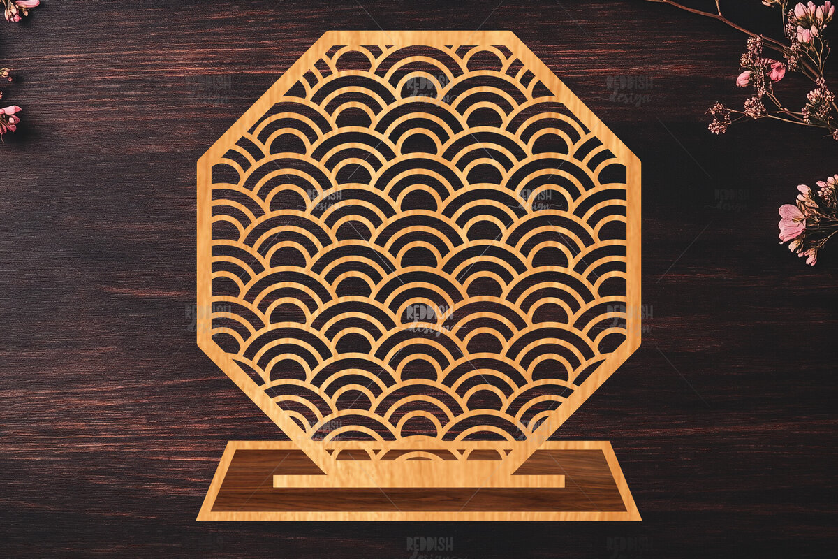 Σετ των 2 Intra απο ξύλο plywood 3mm-4mm πάχος – Στήριγμα κοσμημάτων Wave Pattern Δίασταση  20x20 cm INTRAFABR-119648379