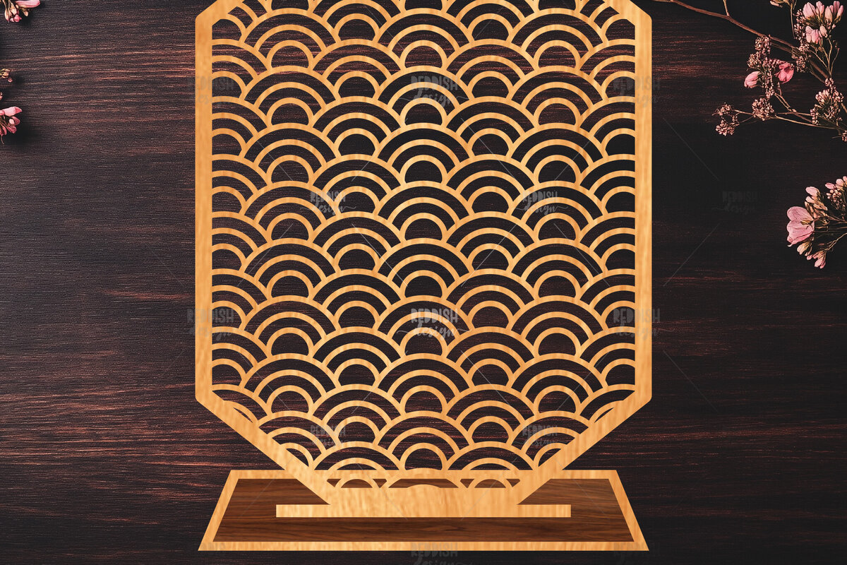 Σετ των 2 Intra απο ξύλο plywood 3mm-4mm πάχος – Στήριγμα κοσμημάτων Wave Pattern Δίασταση  20x20 cm INTRAFABR-119648391