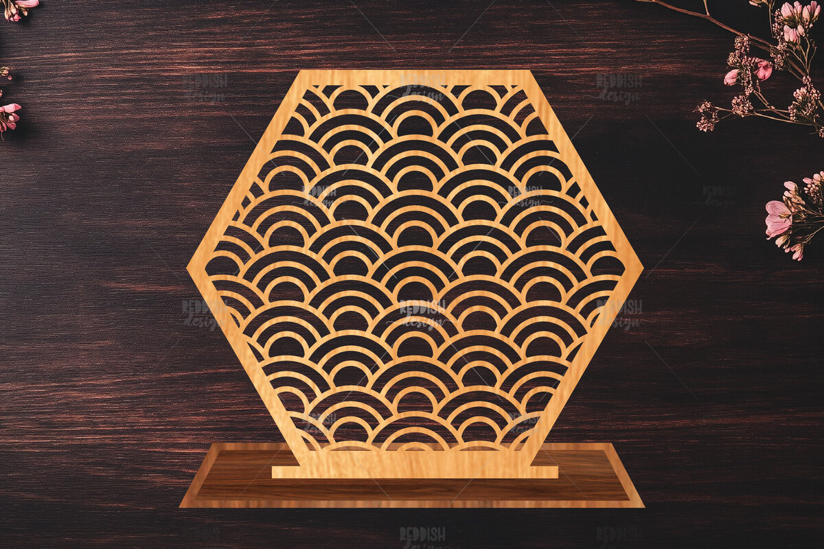 Σετ των 2 Intra απο ξύλο plywood 3mm-4mm πάχος – Στήριγμα κοσμημάτων Wave Pattern Δίασταση  20x20 cm INTRAFABR-119648298