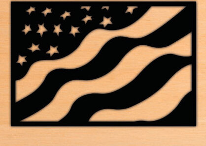 Σετ των 2 Intra απο ξύλο plywood 3mm-4mm πάχος – Κουνώντας το αρχείο αποκοπής λέιζερ American Flag, Δίασταση  20x20 cm INTRAFABR-69862158