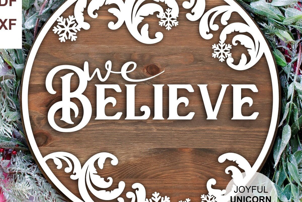 Σετ των 2 Intra απο ξύλο plywood 3mm-4mm πάχος – Το αρχείο πιστεύουμε Χριστουγεννιάτικο σημάδι Δίασταση  20x20 cm INTRAFABR-35184920