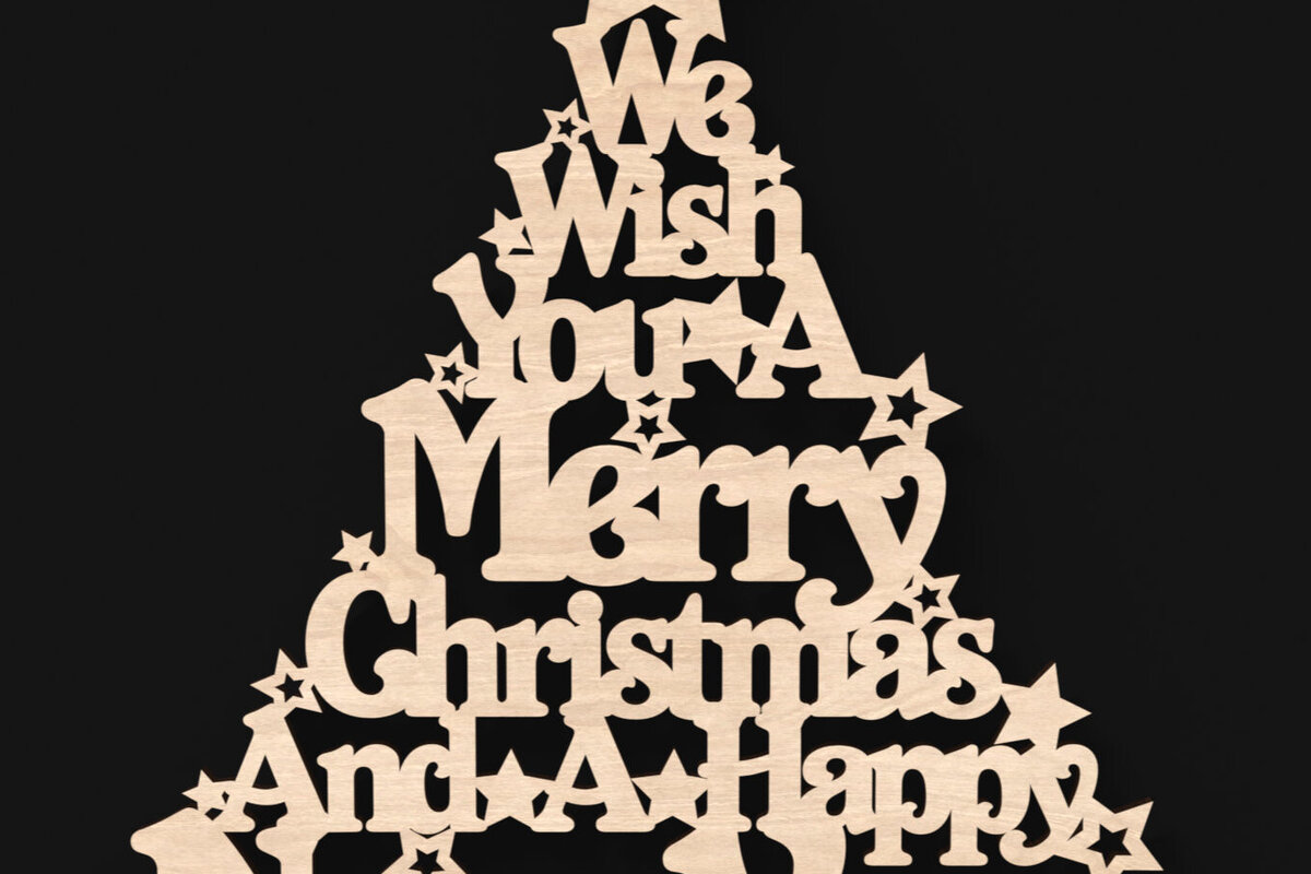 Σετ των 2 Intra απο ξύλο plywood 3mm-4mm πάχος – Σας ευχόμαστε Καλά Χριστούγεννα Δίασταση  20x20 cm INTRAFABR-104312827