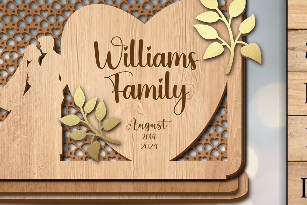 Σετ των 2 Intra απο ξύλο plywood 3mm-4mm πάχος – Κοπή λέιζερ επίδειξης επετείου γάμου Δίασταση  20x20 cm INTRAFABR-95516811