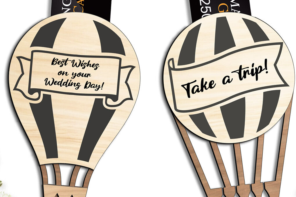 Σετ των 2 Intra απο ξύλο plywood 3mm-4mm πάχος – Κάτοχος χρημάτων με δωροκάρτα με μπαλόνια γάμου Δίασταση  20x20 cm INTRAFABR-105811122