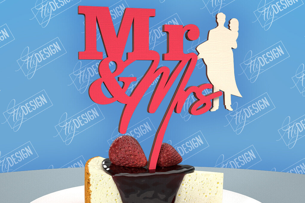 Σετ των 2 Intra απο ξύλο plywood 3mm-4mm πάχος – Topper Γαμήλιας Τούρτας | Cupcake Topper Δίασταση  20x20 cm INTRAFABR-98523753