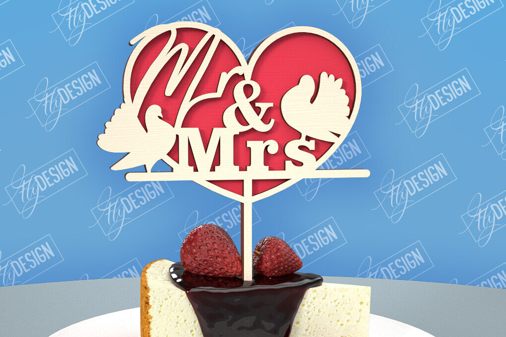 Σετ των 2 Intra απο ξύλο plywood 3mm-4mm πάχος – Topper Γαμήλιας Τούρτας | Cupcake Topper Δίασταση  20x20 cm INTRAFABR-98523703