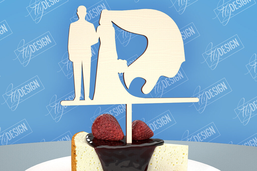 Σετ των 2 Intra απο ξύλο plywood 3mm-4mm πάχος – Topper Γαμήλιας Τούρτας | Cupcake Topper Δίασταση  20x20 cm INTRAFABR-98523711