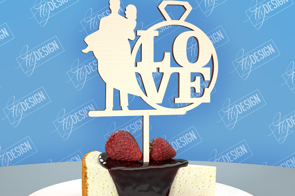 Σετ των 2 Intra απο ξύλο plywood 3mm-4mm πάχος – Topper Γαμήλιας Τούρτας | Cupcake Topper Δίασταση  20x20 cm INTRAFABR-98523716