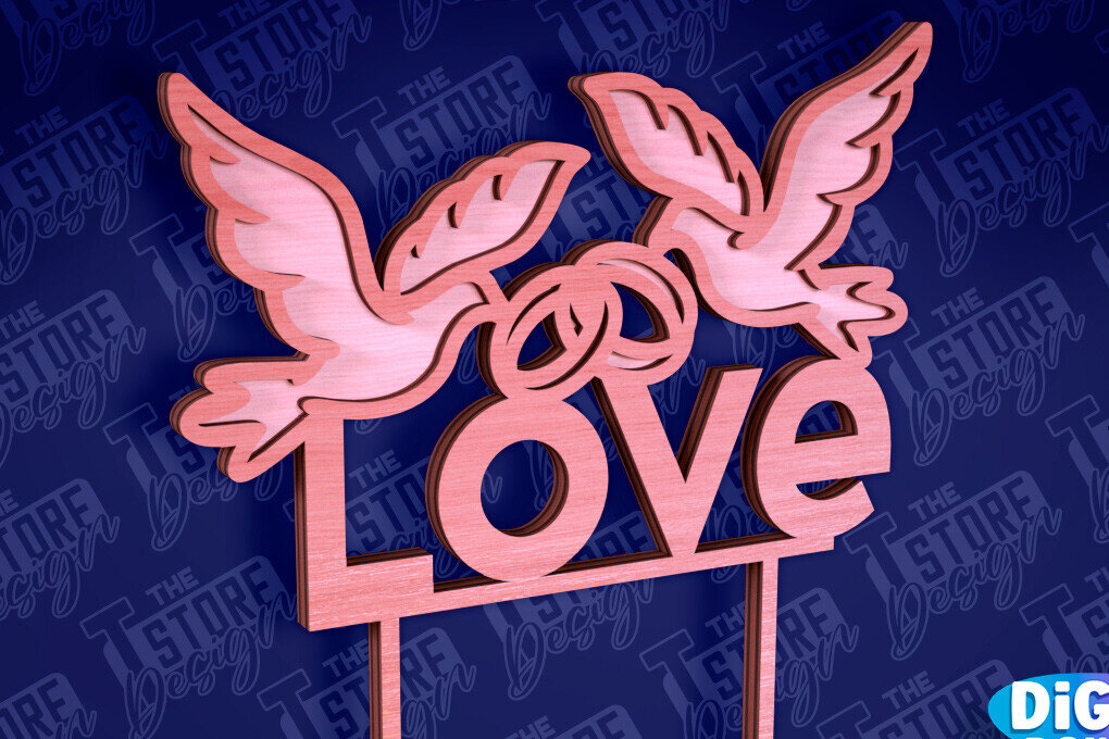 Σετ των 2 Intra απο ξύλο plywood 3mm-4mm πάχος –  κοπής Laser Topper Topper Γαμήλιας Τούρτας Δίασταση  20x20 cm INTRAFABR-94079639