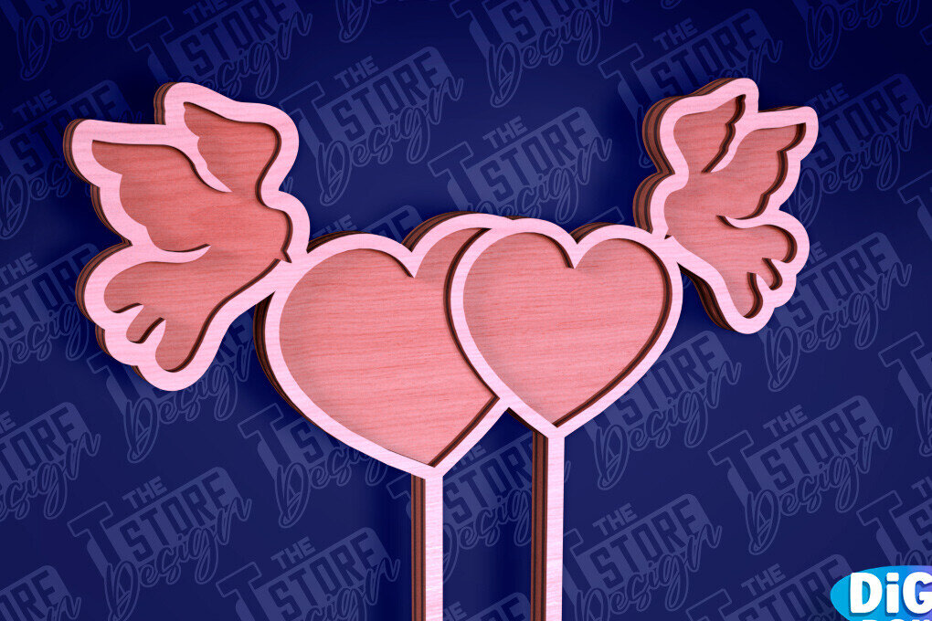 Σετ των 2 Intra απο ξύλο plywood 3mm-4mm πάχος –  κοπής Laser Topper Topper Γαμήλιας Τούρτας Δίασταση  20x20 cm INTRAFABR-94079648