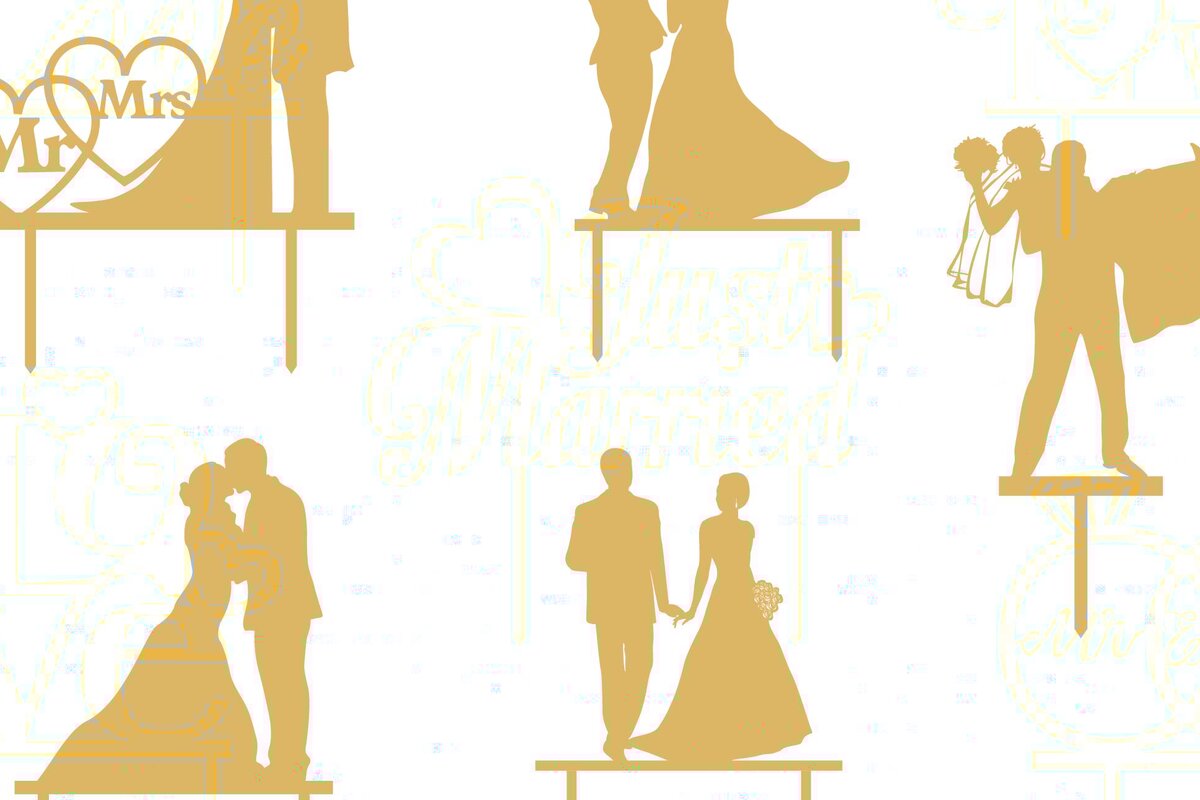 Σετ των 2 Intra απο ξύλο plywood 3mm-4mm πάχος – Αρχείο κοπής Laser Topper Γαμήλιας Τούρτας Δίασταση  20x20 cm INTRAFABR-124552821