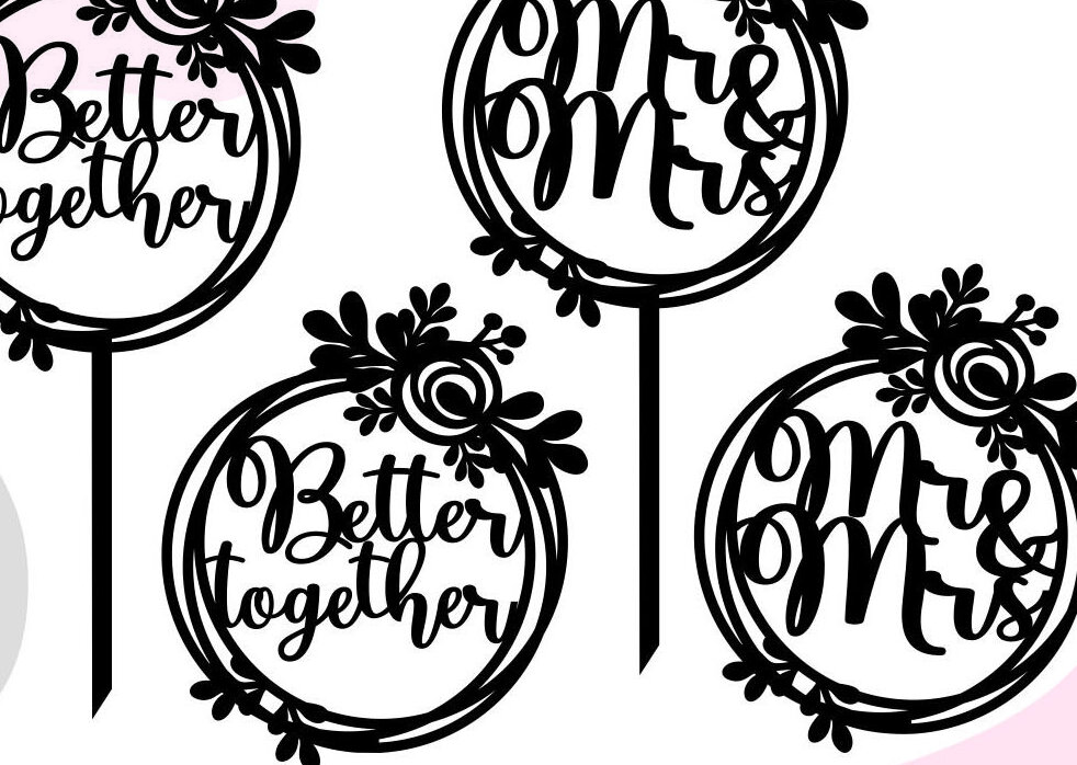 Σετ των 2 Intra απο ξύλο plywood 3mm-4mm πάχος – Wedding Cake Topper, Mr and Mrs Δίασταση  20x20 cm INTRAFABR-29717054