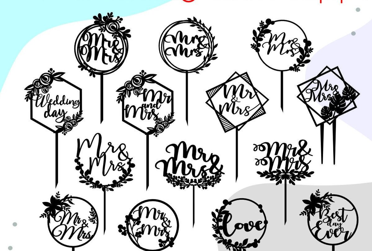 Σετ των 2 Intra απο ξύλο plywood 3mm-4mm πάχος – Wedding Cake Topper, Mr and Mrs Δίασταση  20x20 cm INTRAFABR-40846467