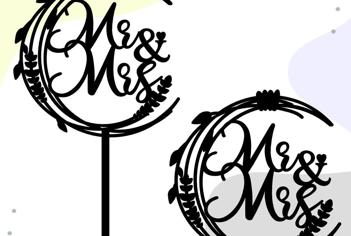 Σετ των 2 Intra απο ξύλο plywood 3mm-4mm πάχος – Wedding Cake Topper, Mr and Mrs Δίασταση  20x20 cm INTRAFABR-57979682